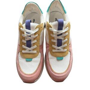 Madewell Kickoff Trainer Sneakers Size 8.5 Pink, Gold, Teal, Orange